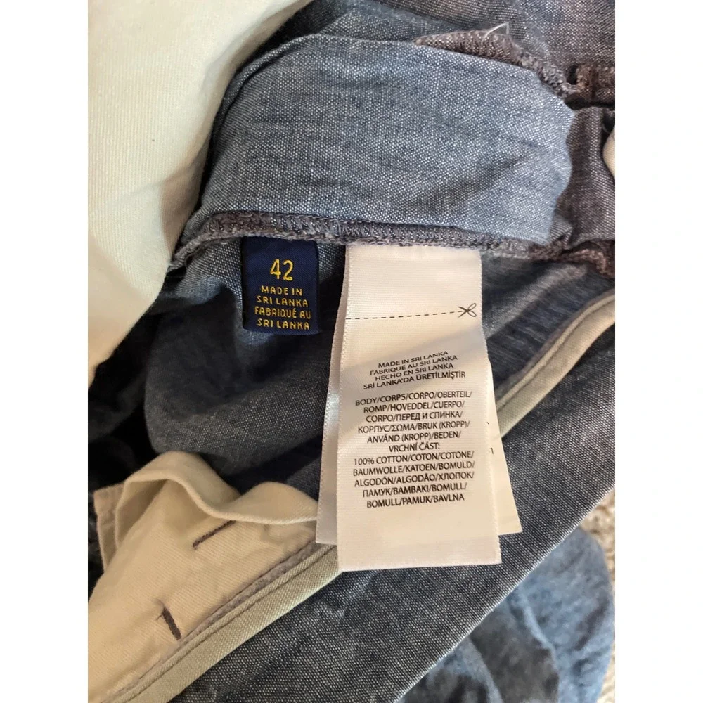 Polo Ralph Lauren Mens Shorts 42 Blue Lightweight Chambray Flat Front Casual